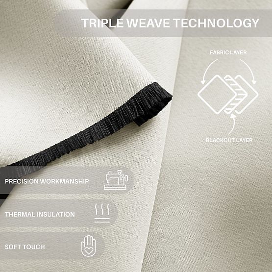 RESTILO BLACKOUT-Vorhang in Cremefarbe, klassischer Stil, silberne Ösen, Material bl