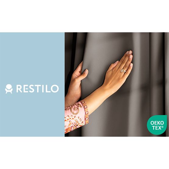 RESTILO Vorhang BLACKOUT Farbe Beige, Halterungsschärpe, klassischer Stil, Band, Material Blackout 1