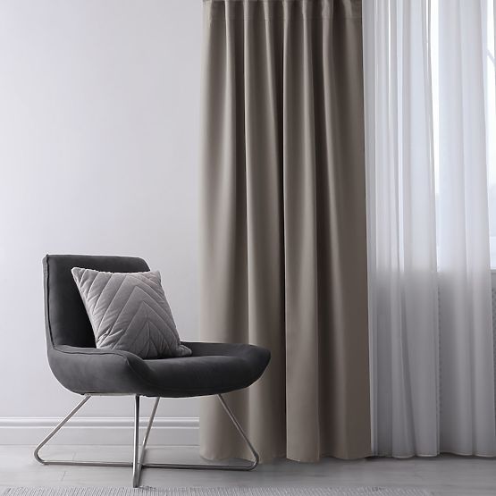 RESTILO Vorhang BLACKOUT Farbe Beige, Halterungsschärpe, klassischer Stil, Band, Material Blackout 1
