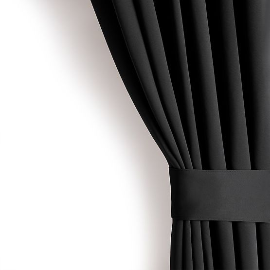 RESTILO Vorhang BLACKOUT Farbe Schwarz Schärpe klassischer Stil Band Material Blackout 140x245