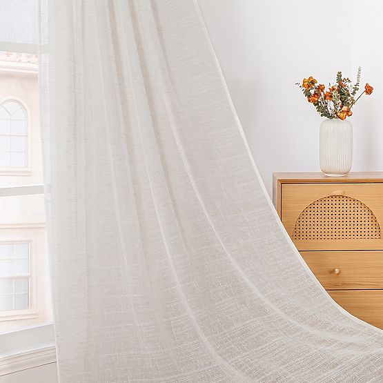 RESTILO Vorhang DRIMAR Farbe Beige moderner Stil Band Material Leinen, Mikrofaser 140x270