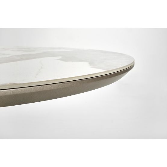 ROBINSON ausziehbarer Tisch, beige Marmor / Cappuccino / Schwarz