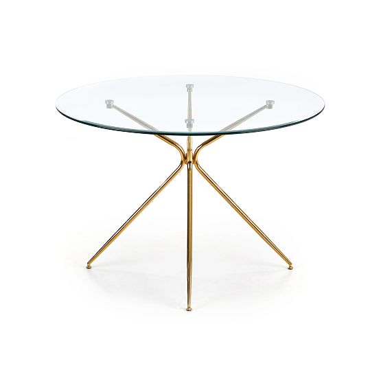 RONDO Tisch, Platte - transparent, Beine - gold