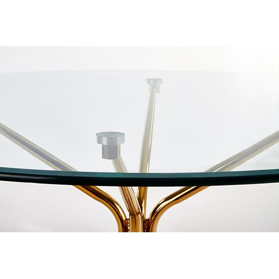 RONDO Tisch, Platte - transparent, Beine - gold
