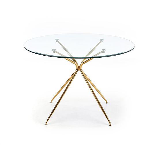 RONDO Tisch, Platte - transparent, Beine - gold
