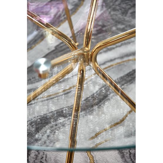 RONDO Tisch, Platte - transparent, Beine - gold