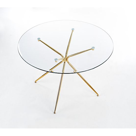 RONDO Tisch, Platte - transparent, Beine - gold