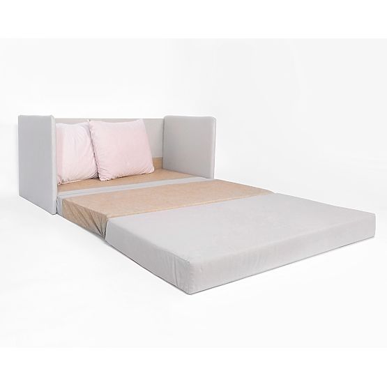 Ausziehbares Sofa Jack - Hellgrau / Puderrosa