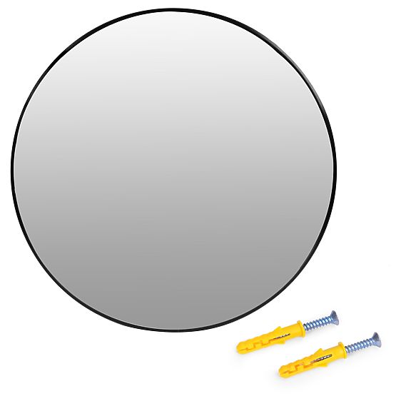 Rundes Wandspiegel 80 cm hängend moderner schwarzer Aluminiumrahmen ModernHome