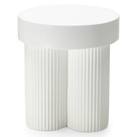 Salerno Couchtisch 45 cm, rund, weiß, mit Rillen