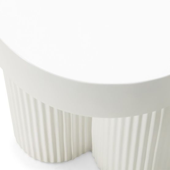 Salerno Couchtisch 45 cm, rund, weiß, mit Rillen