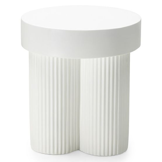 Salerno Couchtisch 45 cm, rund, weiß, mit Rillen