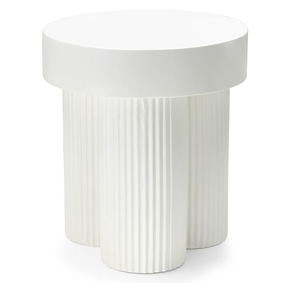 Salerno Couchtisch 45 cm, rund, weiß, mit Rillen