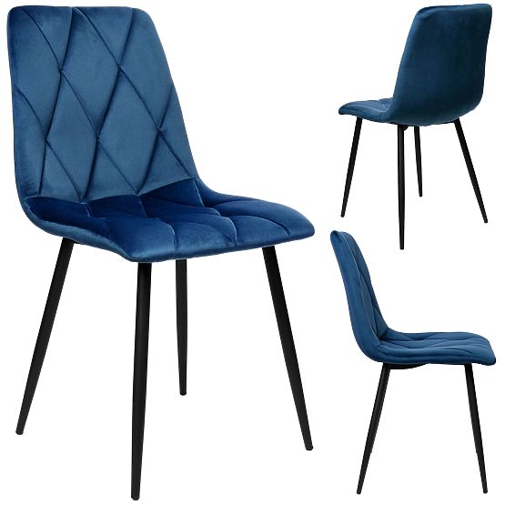 Samtgepolsterter Stuhl Madison blau Velvet