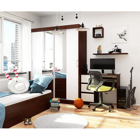 SCHIEBETÜR-KLEIDERSCHRANK 150cm CLP WENGE / WEISS