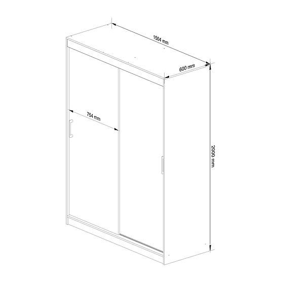 SCHIEBETÜR-SCHRANK 150 cm CLP MONO EICHE SONOMA