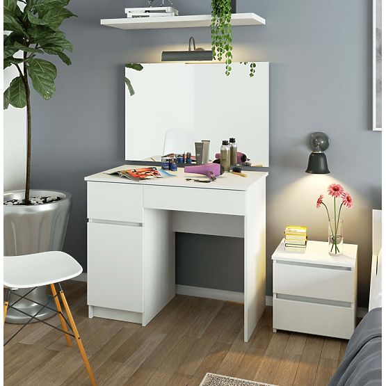 Schminktisch mit Spiegel CLP P-2/SL 900x600 LINKS PK WEISS