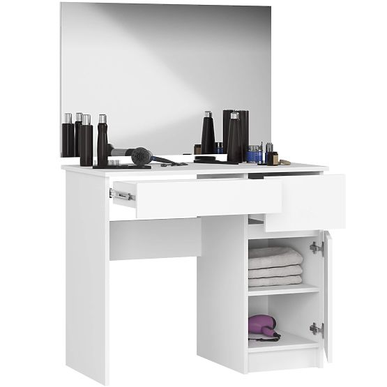SCHMINKTISCH MIT SPIEGEL CLP P-2/SL 900x600 RECHTS PK WEISS