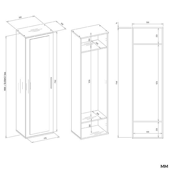 Schrank DUO ANTHRAZIT EICHE ARTISAN