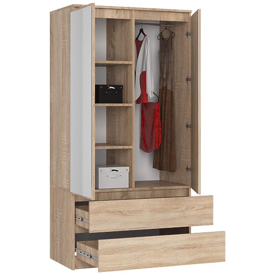 SCHRANK S90 2D 2SZ 2 SPIEGEL CLP PK SONOMA