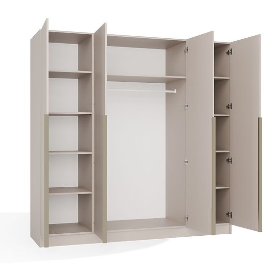 SCHRANK SENSO 4D 200 CM 4 TÜREN GOLDENE GRIFFE FÜR WOHNZIMMER SCHLAFZIMMER KASCHMIR BEIGE