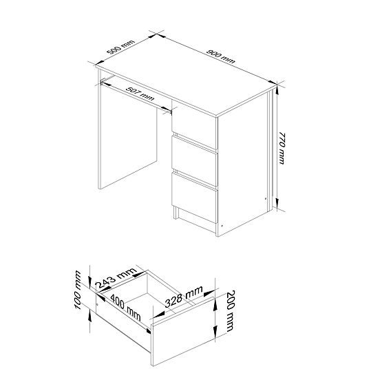 SCHREIBTISCH A-6 CLP EICHE ARTISAN RECHTS