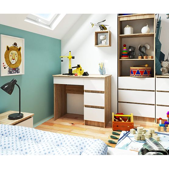 SCHREIBTISCH A-7 CLP SONOMA / WEIß PK RECHTS