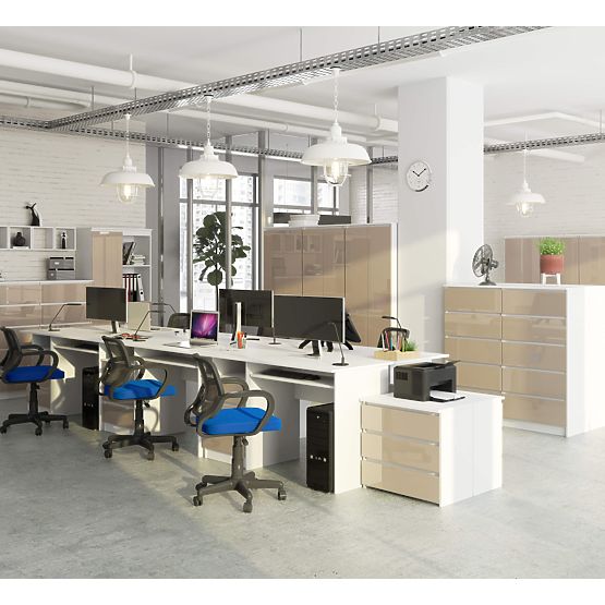 SCHREIBTISCH CLP 135 cm PK WEISS / CAPPUCCINO GLANZ