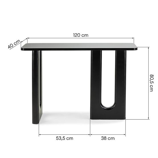Schreibtisch/Konsole Lichi 120 cm, schwarz, Bögen
