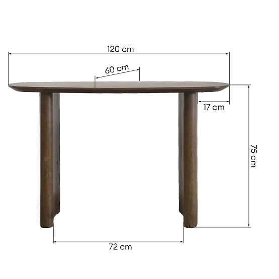Schreibtisch/Konsole Oriento 120 cm, dunkle Eiche