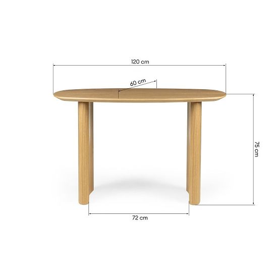 Schreibtisch/Konsole Oriento 120 cm, natürliche Eichenfurnier