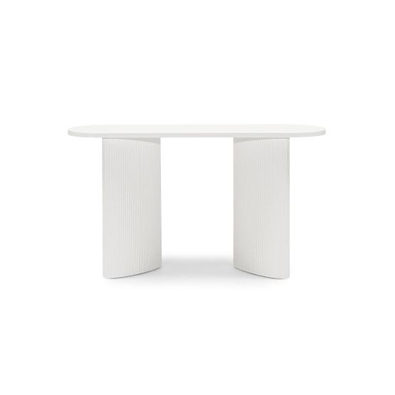 Schreibtisch/Konsole Pauline 140 cm, weiß, Lamellen