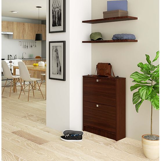 Schuhschrank 2 Klapptüren 60 cm - Wenge