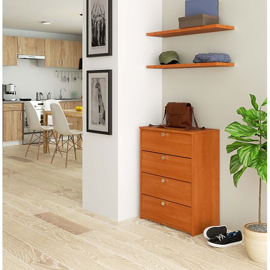 Schuhschrank mit 4 Klapptüren 60 cm - Erle