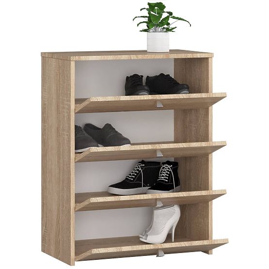 Schuhschrank mit 4 Klapptüren 60 cm - Sonoma Eiche