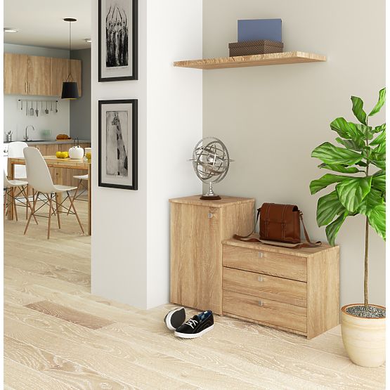 Schuhschrank S16 mit Kommode 3 Klapptüren - Sonoma Eiche