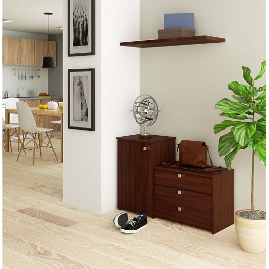 Schuhschrank S16 mit Kommode 3 Klapptüren - Wenge