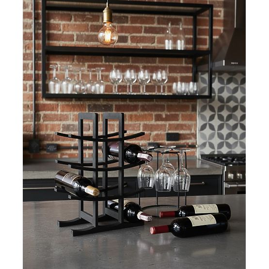 Schwarzer Bambus-Weinregal Todgar