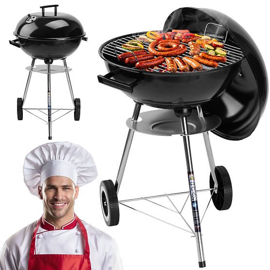 Schwarzer Gartenkohlegrill RUND