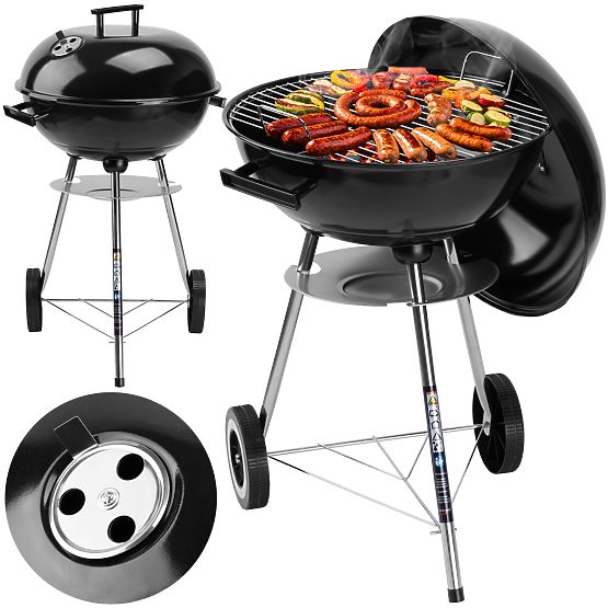 Schwarzer Gartenkohlegrill RUND