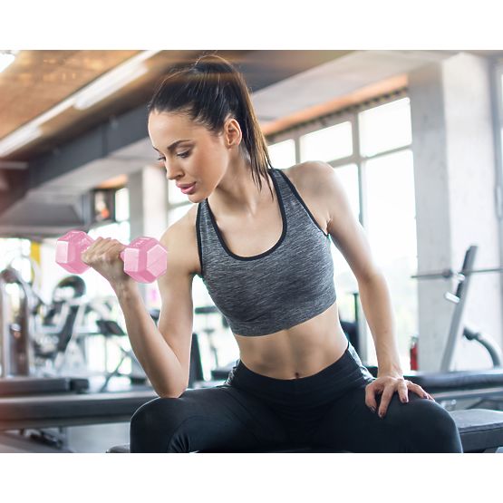 Sechseckige Hanteln Set 2x2 kg Fitness Gewichte rosa ModernHome