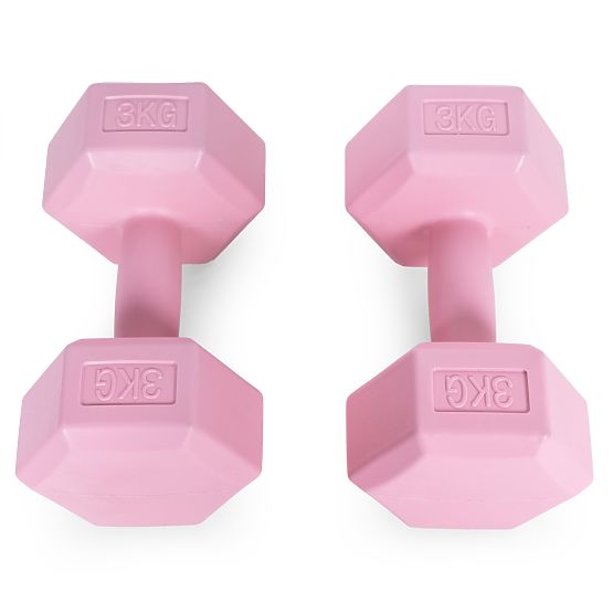 Sechseckige Hanteln Set 2x3 kg Fitnessgewichte rosa ModernHome