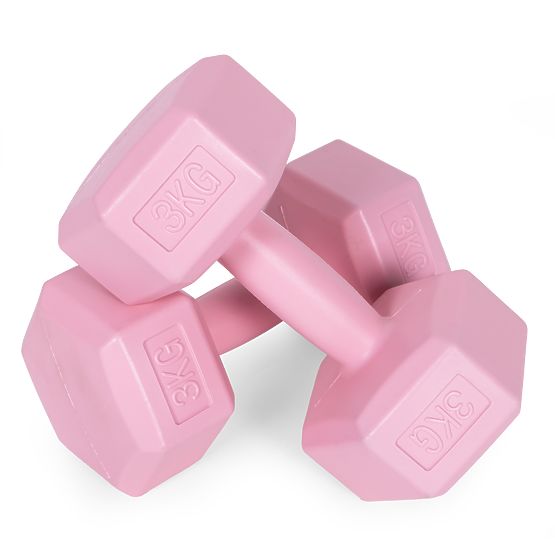 Sechseckige Hanteln Set 2x3 kg Fitnessgewichte rosa ModernHome