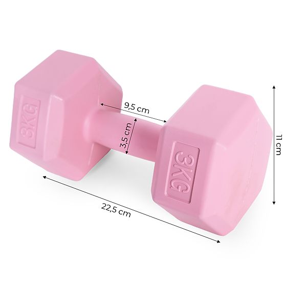 Sechseckige Hanteln Set 2x3 kg Fitnessgewichte rosa ModernHome