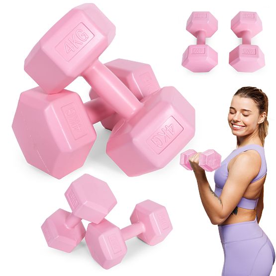 Sechseckige Hanteln Set 2x4 kg Fitnessgewichte rosa ModernHome