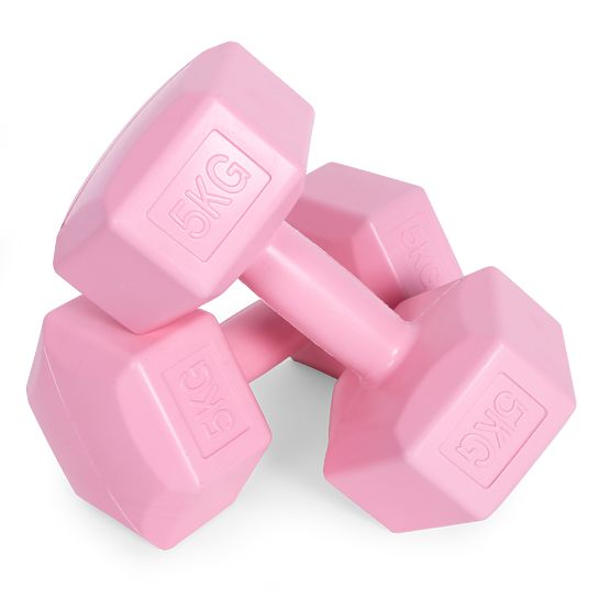 Sechseckige Hanteln Set 2x5 kg Fitnessgewichte rosa ModernHome