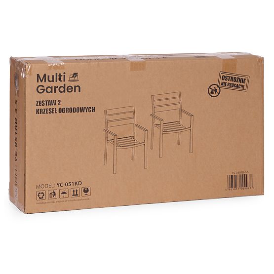 Set aus 2 Gartenstühlen für Terrasse Balkon Stahl HDPE grau MultiGarden