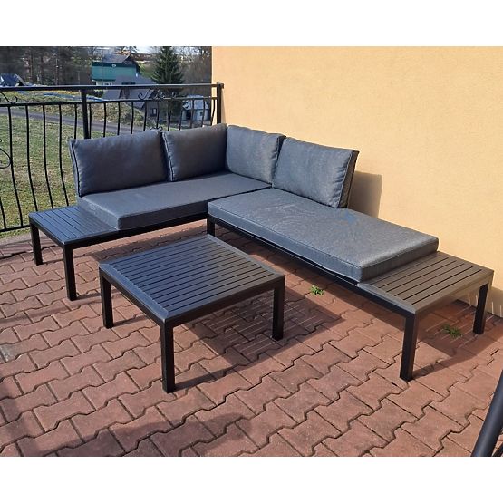 Set aus 2 x Eck-Zweisitzer-Sofa aus Stahl VENTO Couchtisch Schwarz