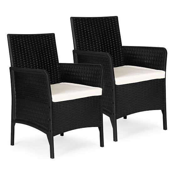 Set aus 2x Gartenstuhl mit Kissen, Stuhlset für Balkon, Terrasse, Garten schwarz MultiGarden