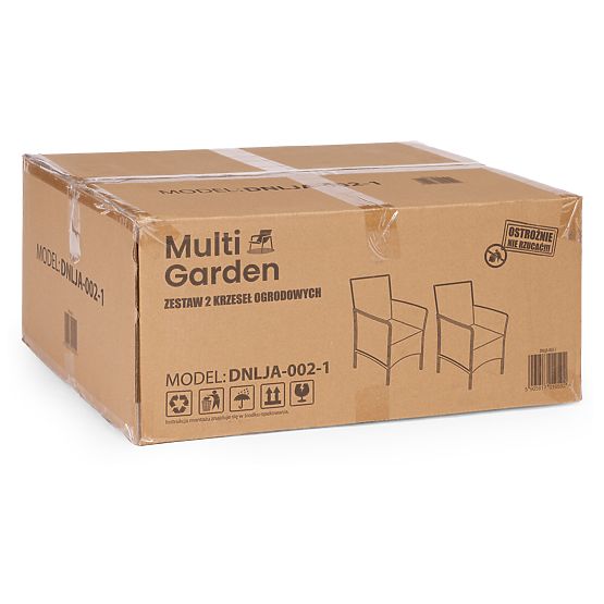 Set aus 2x Gartenstuhl mit Kissen, Stuhlset für Balkon, Terrasse, Garten schwarz MultiGarden